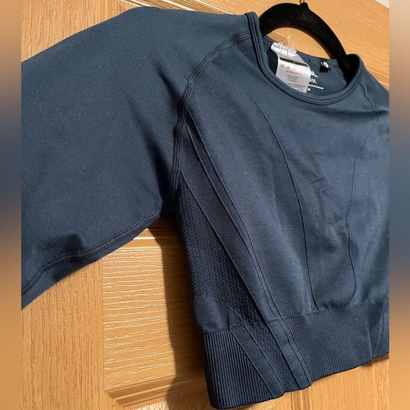 AYBL Staple Long Sleeve Crop Top in Navy - Picture 5 of 9